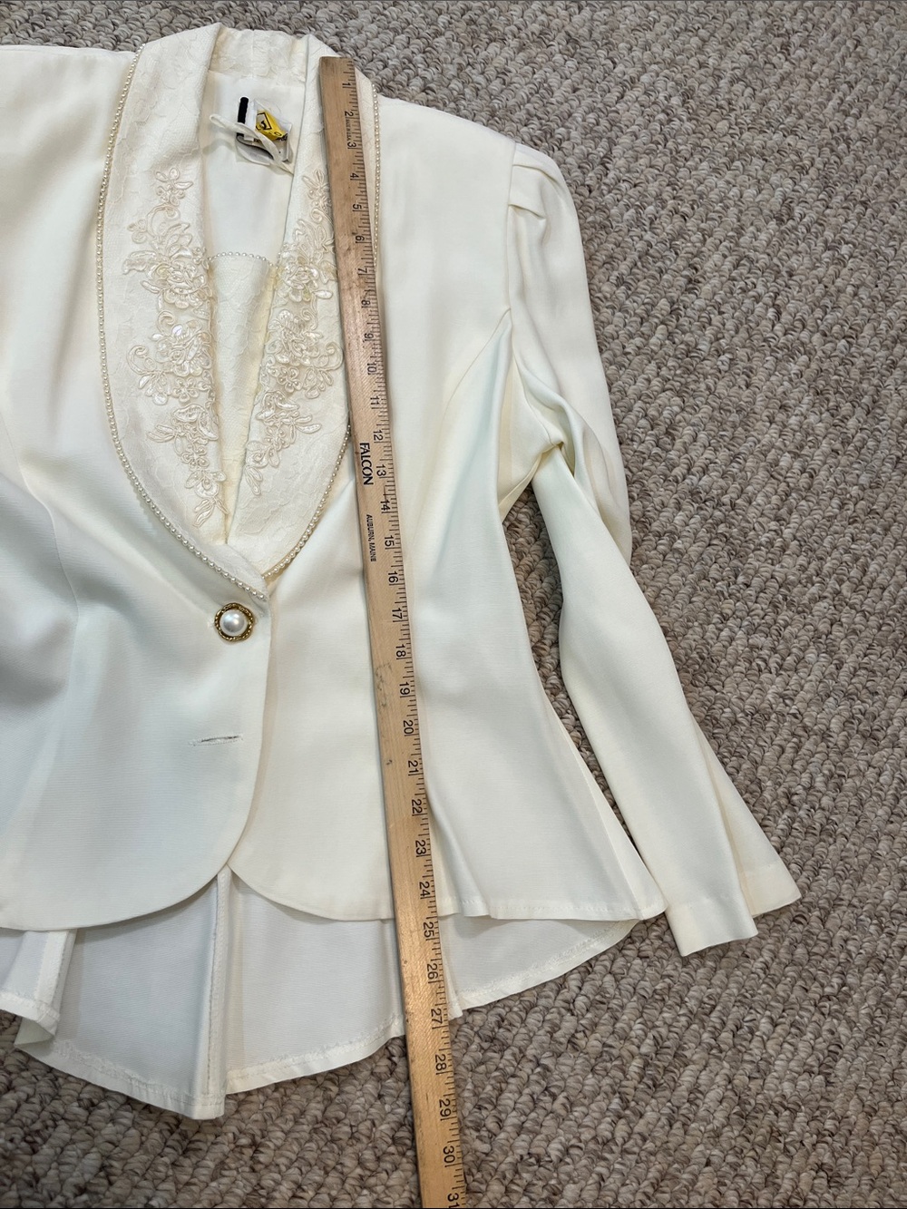 Elegant Ivory Women's Wedding Skirt Suit with Embroidered Shawl Collar size 9/10 - Picture 12 of 17